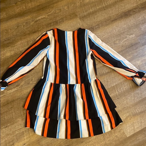 CROSBY by Mollie Burch Striped Dress - Black, Orange, Blue, White Size XS - Picture 6 of 6